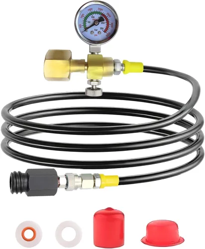 Vista 11 de Adaptador de CO2 para máquina de soda con manguera de 60 pulgadas, conector de tanques de CO2 para fabricante de soda lleno directamente de tanque