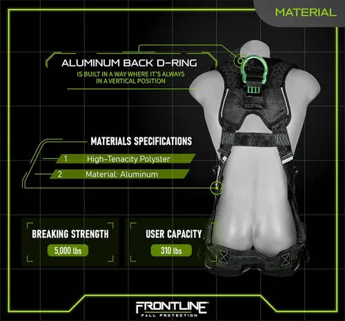 Vista 2 de Frontline 250VTB Elite™ Arnés estilo chaleco con hardware de aluminio y correas de suspensión trauma + OSHA y ANSI