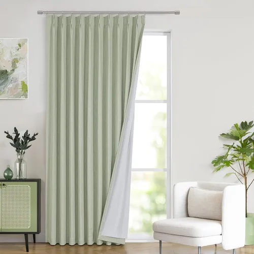 Vista 25 de WEST LAKE Cortinas Completamente Opacas Bailey con Pliegues Pinzados de 63 Pulgadas Azul Polvoriento con Forros, Cortinas Texturizadas Modernas