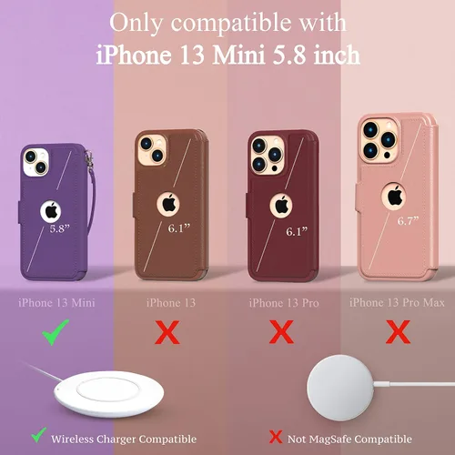 Vista 2 de LUPA Legacy Funda tipo cartera compatible con iPhone 13 Mini, funda con tarjetero, delgada y duradera, para mujeres y hombres, funda para iPhone 13