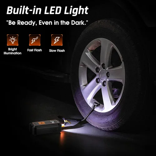 Vista 10 de OlarHike Inflador de neumáticos inalámbrico, compresor de aire portátil, 150 PSI de doble potencia, bomba de aire automática de 5400 mAh