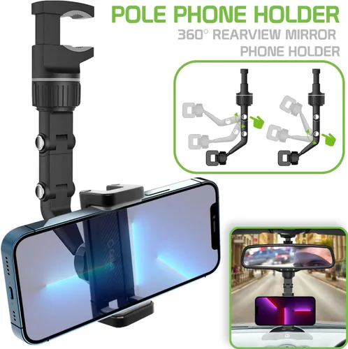 Vista 2 de Soporte de teléfono para espejo retrovisor, soporte para teléfono para espejo retrovisor para automóvil; soporte giratorio para teléfono