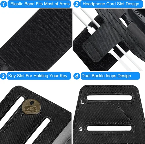 Vista 5 de Bandas de brazo para teléfono celular, desmontable y giratorio de 360 grados, universal, compatible con iPhone, Samsung Galaxy Pixel LG