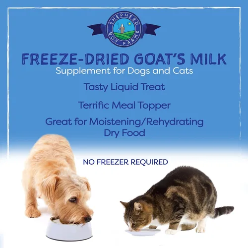 Vista 6 de Shepherd Boy Farms Leche de Cabra Cruda Liofilizada con Probióticos para Perros y Gatos (Clásico), Leche de Cabra Alta en Proteínas y Digestible