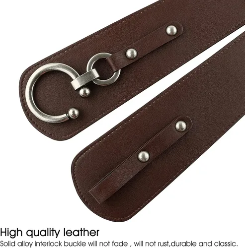 Vista 3 de JASGOOD Cinturón elástico ancho vintage para mujer, con hebilla entrelazada, cinturón de Halloween