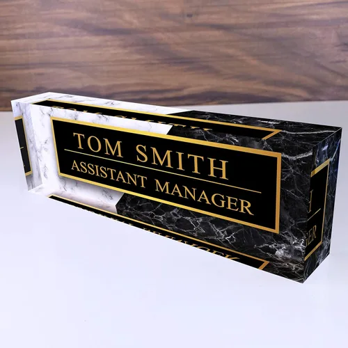 Vista 18 de Artblox - Placa de nombre personalizada para escritorio de oficina con soporte de tarjeta de presentación Cristal acrílico transparente