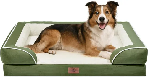 Vista 211 de Comfort Expression Cama ortopédica para perros extra grandes de 45 x 35 pulgadas, cama para mascotas XL de espuma tipo caja de huevos impermeable