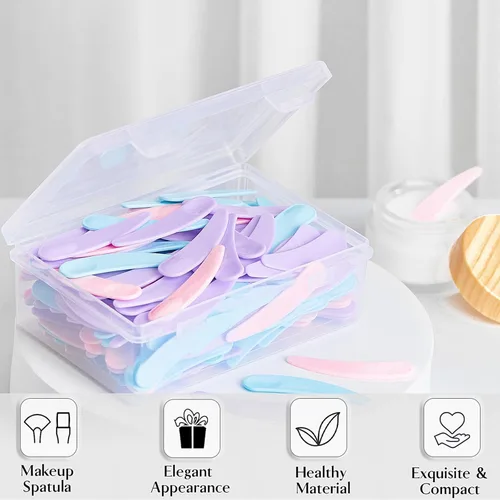 Vista 3 de TUZAZO 200 mini espátulas para cosméticos, espátulas de maquillaje desechables a granel, mini espátulas de plástico para maquillaje para mezcla