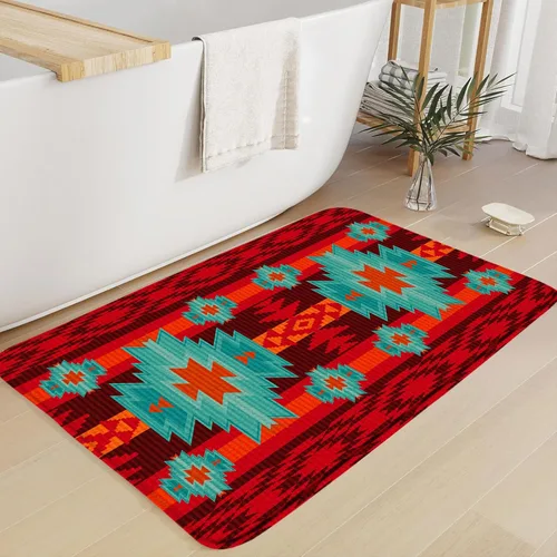 Vista 3 de Sunhe Espuma viscoelástica de microfibra impresa, nativo americano, azteca, colorido, suroeste, navajo, abstracto, retro, tribal, geométrico