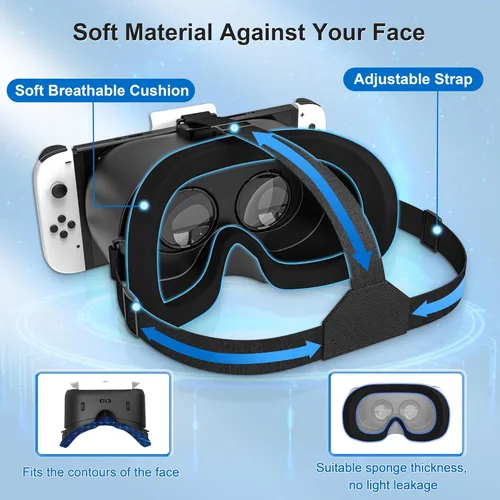 Vista 5 de Upgraded VR Headset for Nintendo Switch & Switch OLED Model, Switch Virtual Reality Glasses with Adjustable HD Lenses and Comfortable Head Strap