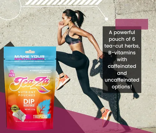 Vista 9 de Teaza Bolsas energéticas a base de hierbas, para masticar tabaco, alternativa sin nicotina, tabaco alternativo y inmersión saludable, sabor tropical