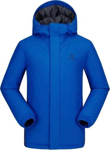 Chaqueta de invierno para hombre, impermeable, cálida, para esquí, de piel sintética, con capucha extraíble y puños resistentes al viento, Nieve