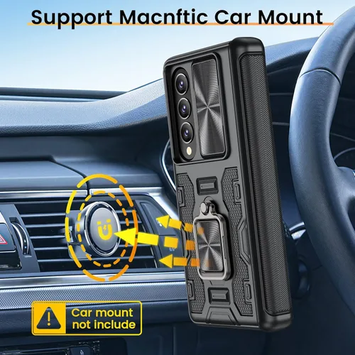 Vista 8 de VEGO Funda para Galaxy Z Fold 4 con Cubierta de Cámara Deslizante y Protección de Bisagra Funda con Protector de Pantalla Soporte Magnético de 360°