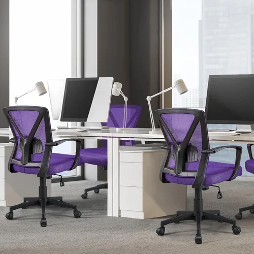 Vista 30 de Topeakmart Silla de escritorio de malla para computadora con ruedas, ergonómica, altura ajustable, brazos abatibles giratorios y soporte lumbar