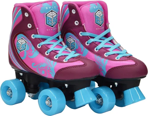 Vista 2 de Epic Cotton Candy - Patines cuádruples con 2 cordones (rosa y azul)
