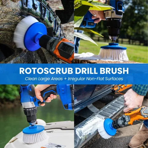 Vista 5 de RotoScrub Almohadillas de Fregado para Limpieza de Baño + Cepillo de Fregado con Motor de Taladro Kit Combinado de Accesorios