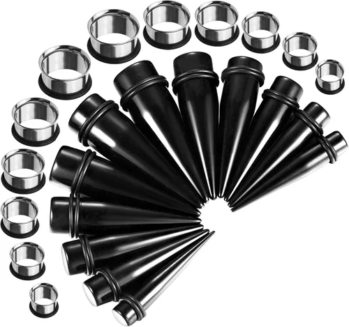 BodyJ4You - Juego de dilatadoresexpansores de oreja, de acero acrílico con túneles para oreja, 24 unidades, 00G-20 mm, multicolor