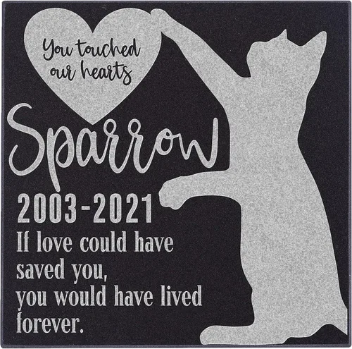 Be Burgundy Piedra conmemorativa personalizada para gatos, marcador de tumba de granito para gatos, 6 x 6 pulgadas, poema de condolencia, regalo de