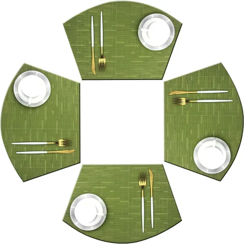 Vista 15 de Juego de 6 manteles individuales de cuña para mesa redonda de vinilo tejido de vinilo antideslizante de plástico (champán)