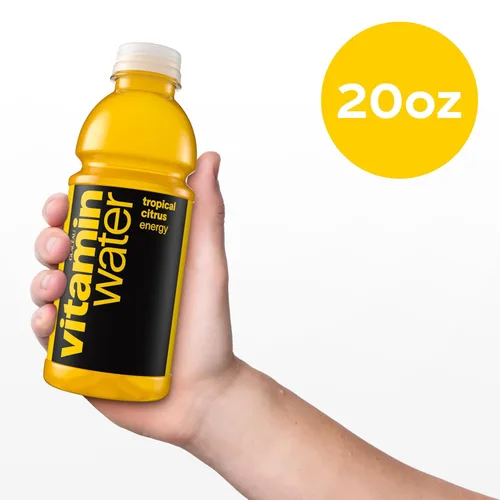 Vista 7 de Vitamin Water Energy Tropical Citrus - Bebida de agua saborizada con nutrientes, sabor a cítricos tropicales, botellas de 20 fl. oz, paquete de 12