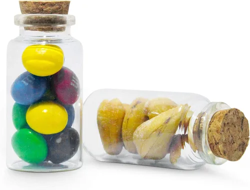 Vista 4 de Mini botellas de vidrio con tapones de corcho, mini frascos de corcho, pequeños frascos de vidrio para recuerdos, suministros de fiesta de boda