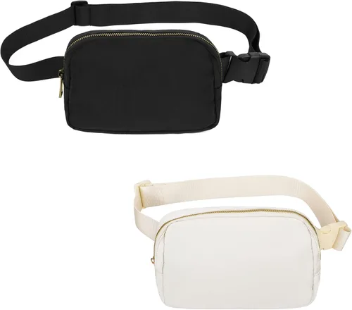Vista 45 de VOROLO Riñonera para mujeres y hombres, bolsa cruzada, bolsa de cinturón con correa ajustable, Gris claro, Talla única