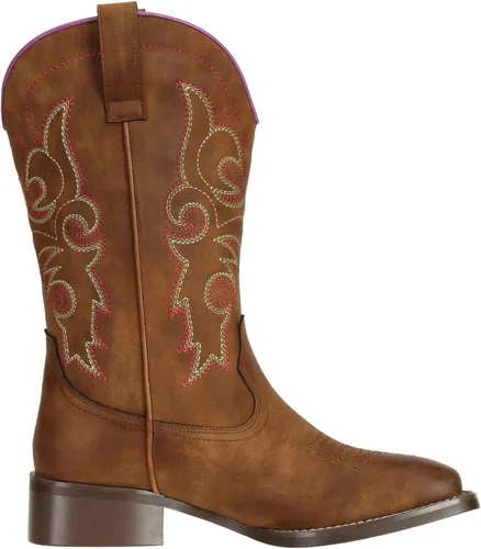 Vista 2 de SheSole Botas vaqueras occidentales con punta cuadrada para mujer, botas de equitación para mujer