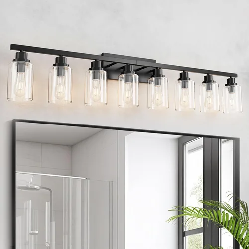 Vista 19 de Lámparas de Baño de 3 Luces Negras para Vanidad Sobre Espejo Apliques de Pared de Iluminación Moderna de Casa de Campo Lámpara de Pared Industrial