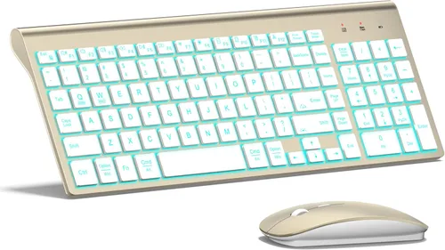 Vista 7 de TopMate Combo de teclado y mouse inalámbricos ultradelgados, 2.4G silencioso compacto USB 2400DPI mouse e interruptor de tijera, juego de teclado