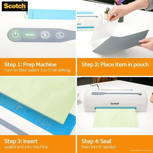 Vista 8 de Fundas térmicas de Scotch, de 5 mil, 8.9 x 11.4 pulgadas Paquete de 50