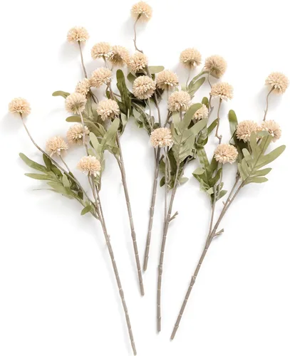 Ling's moment Pompon Mum - Flor artificial, 5 piezas de seda sintética mini crisanto con tallos, flores falsas para relleno de boda a granel para