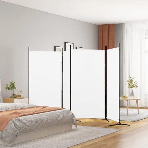 Vista 86 de vidaXL Divisor de habitación de 5 paneles en color blanco, ideal para dormitorio, sala de estar, apartamento de estudio, hecho de material de tela