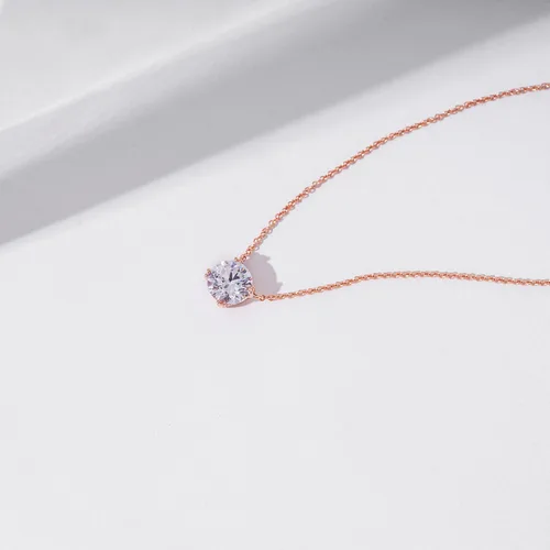 Vista 4 de Tienda Collection Sterling Silver Solitaire Pendant Necklace with Round Cut Infinite Elements Cubic Zirconia Round Solitaire Pendant