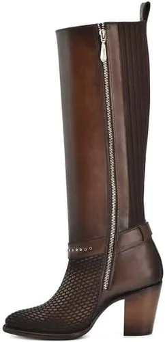 Vista 4 de Cuadra Botas altas para mujer en piel auténtica marrón 4V03RS