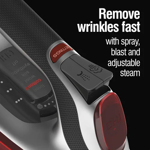 Vista 4 de Plancha de vapor CHI Steam para ropa con control electrónico de temperatura, suela de cerámica infundida con titanio, 1700 vatios, cable XL de 3