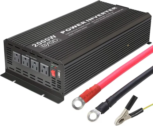 Vista 8 de BYGD Inversor de corriente para automóvil de 300 W, convertidor de adaptador de enchufe de vehículo de 12 V CC a 110 V CA con 4 puertos de carga
