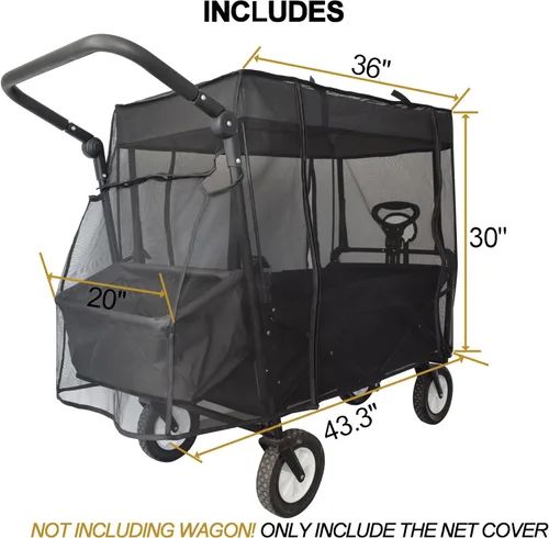 Vista 6 de Mosquitera universal para vagón, cubierta de red de insectos para playa plegable, utilidad para niños, comestibles, empujar, cochecito, carro
