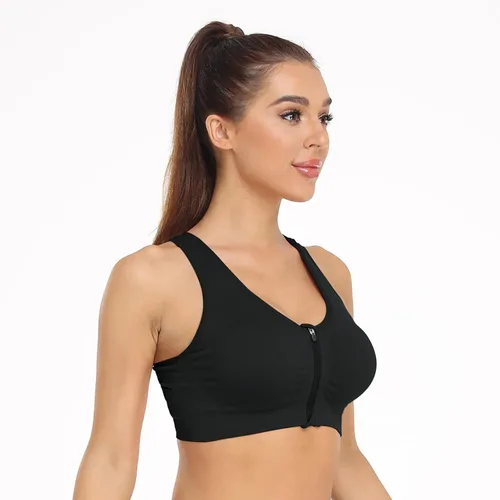 Vista 4 de Brasier deportivo con cierre frontal para mujer, posoperatorio, sin varillas, para yoga