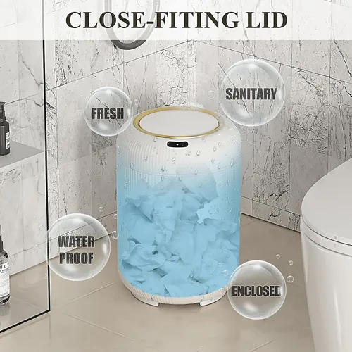 Vista 4 de Bote de basura automático con sensor de movimiento para baño con tapa, cubo de basura sin contacto de 3 galones, cubos de basura eléctricos