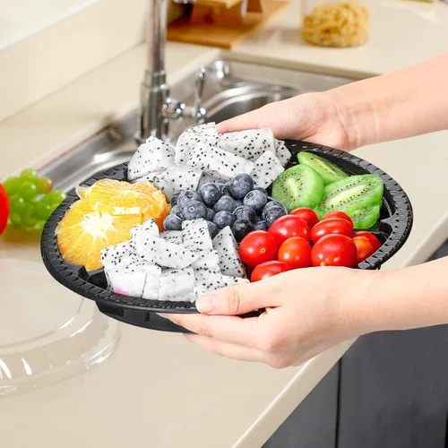 Vista 5 de 20 bandejas de plástico para aperitivos con tapas, bandeja desechable, compartimento para bufé, bandeja para servir frutas y verduras, recipientes