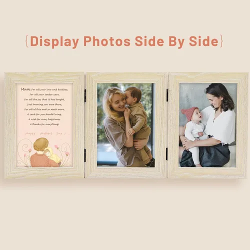 Vista 11 de Golden State Art - Marco decorativo con bisagras para mesa, escritorio, 3 aberturas verticales, con cristal real