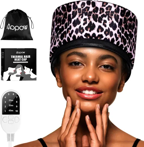 Vista 11 de Gorro térmico eléctrico térmico térmico para cabello afro negro natural, sombrero de tratamiento de spa caliente con control de temperatura