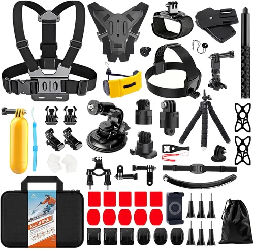 Vista 8 de Kit de accesorios para cámara de acción HONGDAK para GoPro Hero 13 12 11 10 9 Negro, carcasa impermeable+estuche de silicona+brazo ajustable+correa