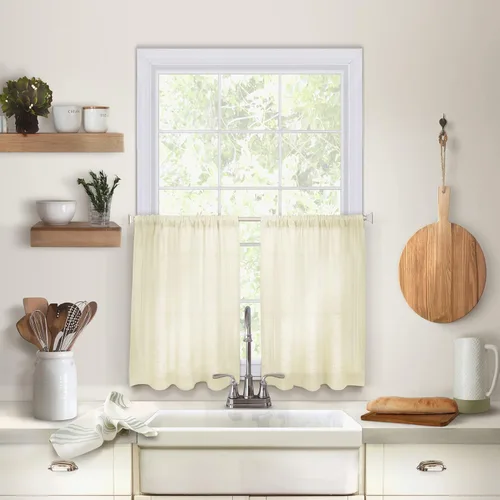 Vista 16 de Elrene Home Fashions Cameron - Cortinas de lino, 30 pulgadas de ancho x 24 pulgadas de largo cada una (juego de 2 niveles), gris