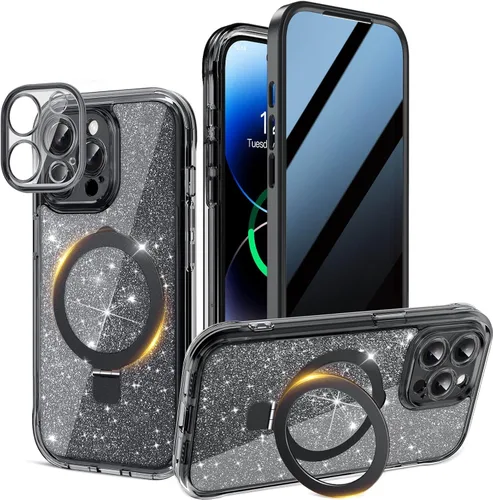 Vista 19 de [Anillo de metal CD y soporte invisible giratorio de 360° ] Funda magnética para iPhone 13 Pro Max [Parachoques galvanizados a prueba de golpes]