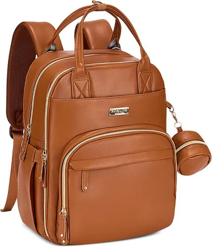 Vista 30 de RUVALINO Pañalera tipo mochila, mochila de maternidad multifuncional para viajes, bolsas para cambiar al bebé, de gran capacidad, impermeable, rojo
