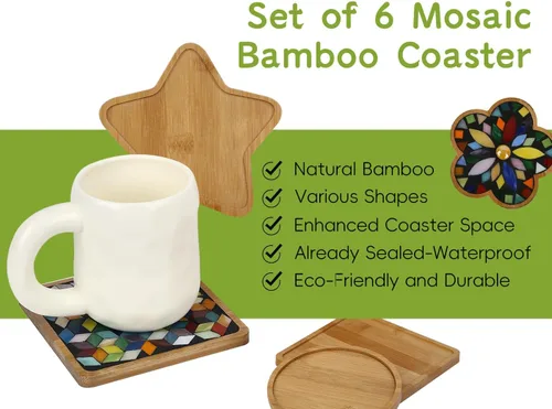 Vista 4 de Lanyani 6 bases de mosaico de madera, sustratos de varias formas para manualidades de mosaico, base de posavasos de azulejos de mosaico..