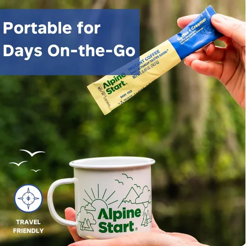 Vista 7 de Alpine Start Café instantáneo premium, crema de coco sin lácteos, 100% café arábica colombiano de alta altitud, sin OMG, sin lácteos, sin soja, 15