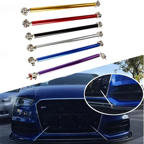 Vista 7 de 2PCS Divisor de Labio de Parachoques Delantero Barras de Amarre de Puntal Barra de Soporte Ajustable Compatible con la Mayoría de Vehículos 3''-8