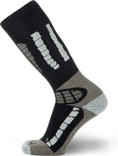 Pure Athlete Calcetines de esquí para niños - Calcetines de esquí de invierno OTC de lana merino para niños y niñas 1 par - negro/gris